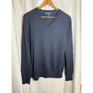 Banana Republic Men's V-Neck Navy Blue Sweater Size L Silk Blend Cashmere Luxury